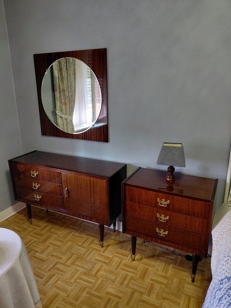 MAHONIE COMMODE EN 2 NACHTKASTEN, Huis en Inrichting, Ophalen, Gebruikt, Overige kleuren, KLASSIEK