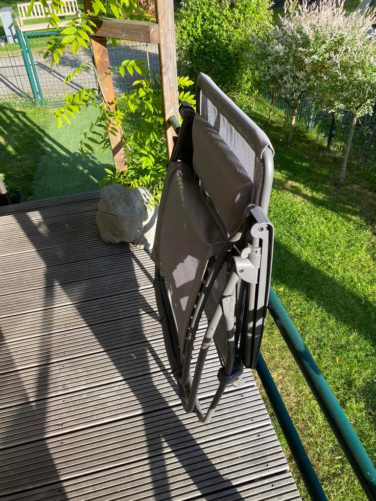 Tuinzetel grijs met beige zit afwasbaar lafuma, Tuin en Terras, Ophalen, Zo goed als nieuw