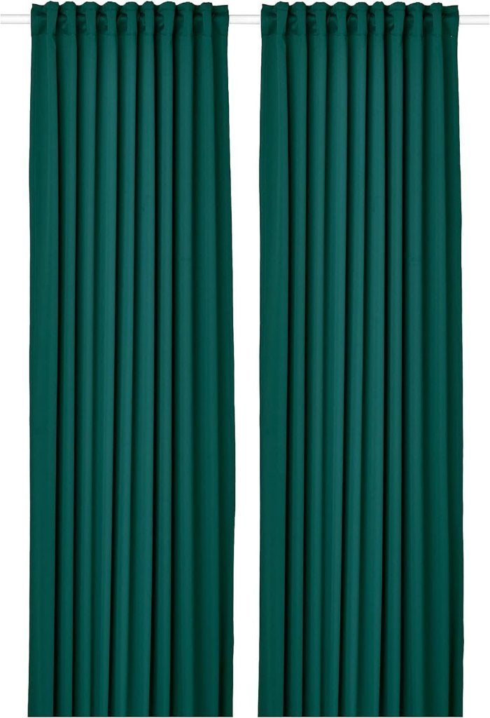 Paire de rideaux occultants Turquoise foncé 145 x 300 cm, 300 cm, 145 cm, IKEA, Vert