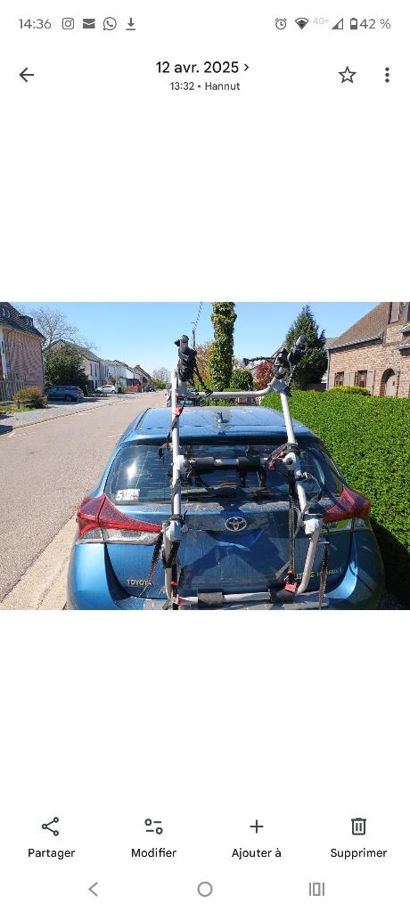 Porte vélo, 2 vélos, Comme neuf, Vélo électrique, Enlèvement