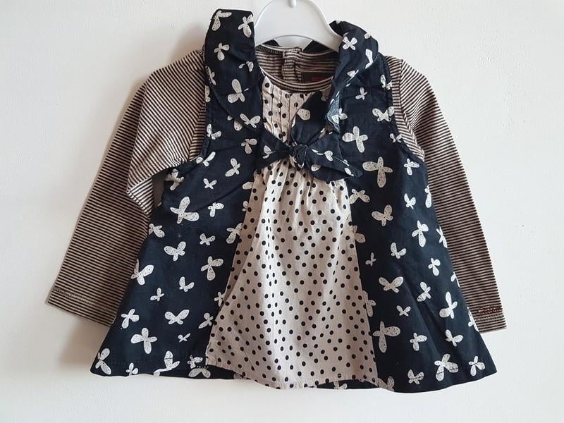 CATIMINI - Blouse lignes/papillons/pois - T.18 mois/80 cm, Catimini, Enlèvement ou Envoi, Utilisé, Chemisette ou Manches longues