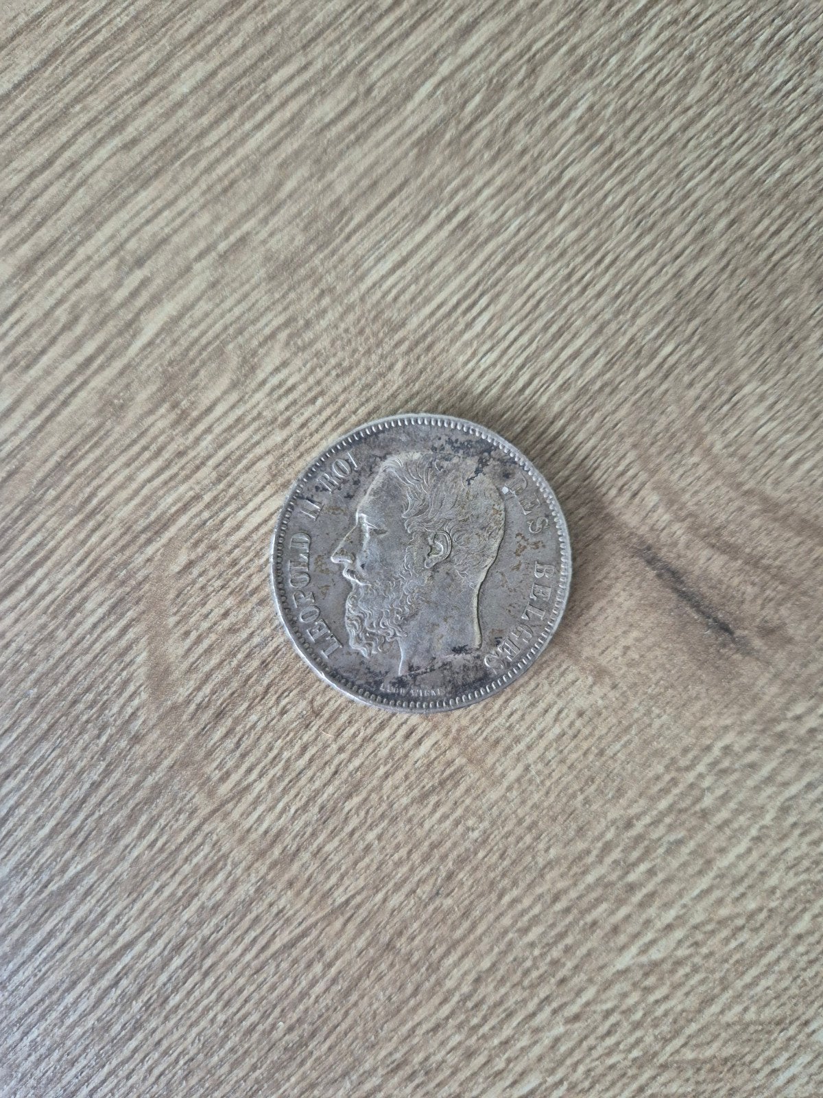 Belgische munt van 5 frank uit 1873 met koning Leopold II, Postzegels en Munten, Ophalen of Verzenden, Zilver, Zilver