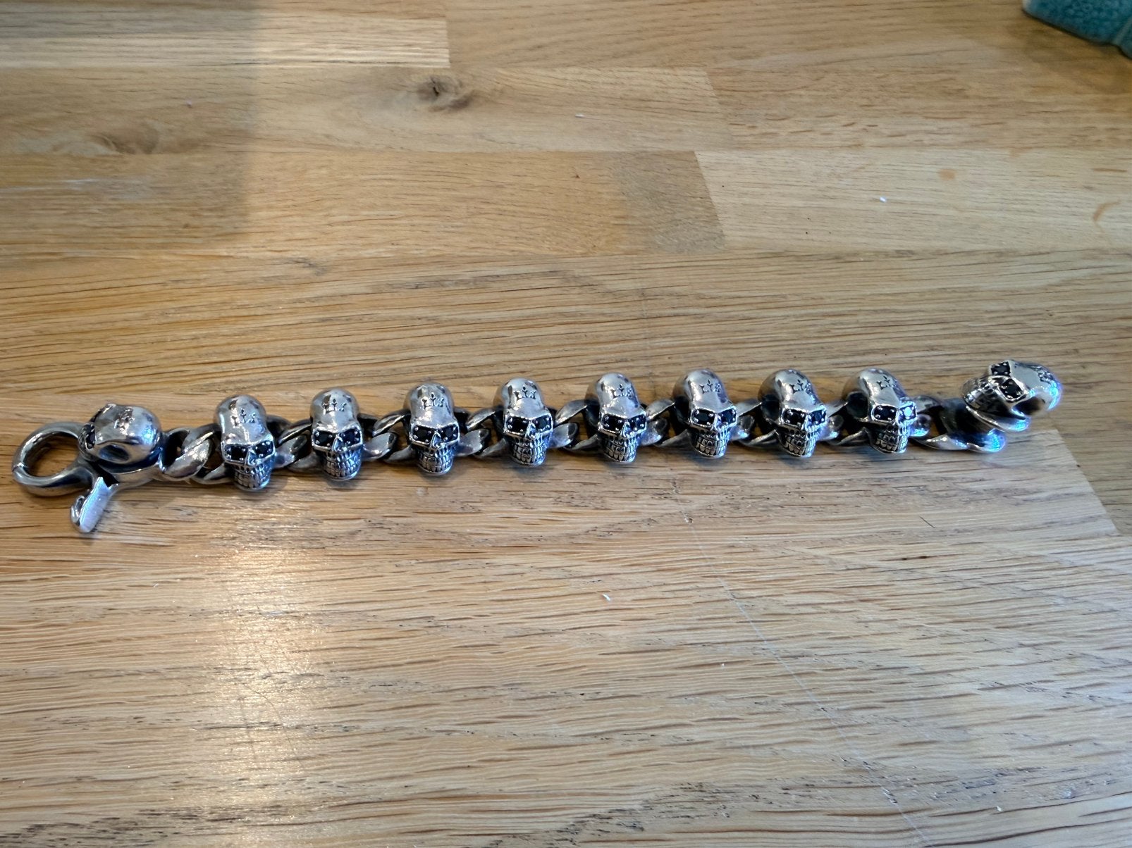 Bracelets Skulls Argent 925 / 21cm, Bijoux, Sacs & Beauté, Bracelets à breloques, Enlèvement, Comme neuf, Argent, Autres marques