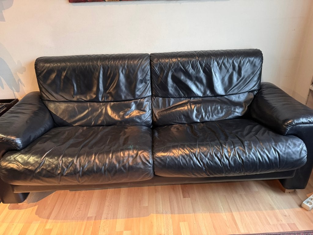 Fauteuil en cuir, noir, Maison & Meubles, Enlèvement, Utilisé, 100 à 125 cm, 125 cm ou plus