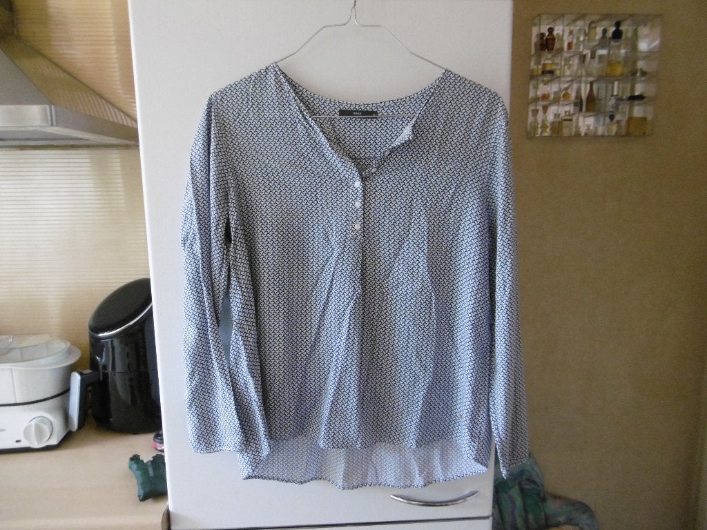 kledij dames bloes "brax" 40, wit/ blauw, Kleding | Dames, Brax, Ophalen of Verzenden, Zo goed als nieuw, Blauw