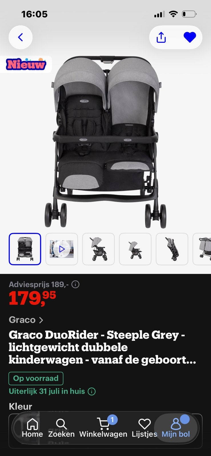 Duo buggy, Kinderen en Baby's, Buggy's, Ophalen, Zo goed als nieuw