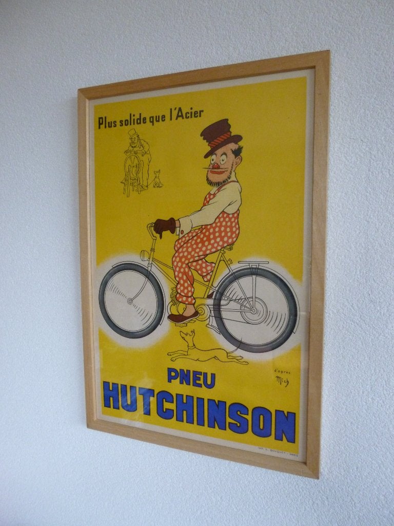 AFFICHE ORIGINALE « PNEU HUTCHINSON » DES ANNÉES 1920, Enlèvement ou Envoi, Comme neuf, Panneau publicitaire