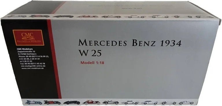 CMC Mercedes Benz W25 Diecast Modelauto Zilver, Hobby en Vrije tijd, Modelauto's | 1:18, Ophalen of Verzenden