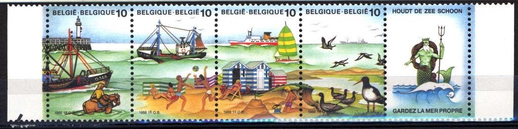 BELGIUM OBP 2276B** MNH bande de 4 avec vignette, Envoi