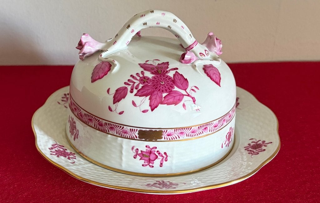 Rare Plat à Beurre Vintage en Porcelaine de Herend, Enlèvement ou Envoi