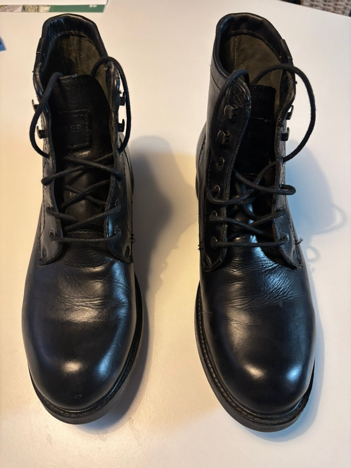 Heren veterboots laarzen leder zwart maat 43, Enlèvement, Comme neuf, Noir, Bottes