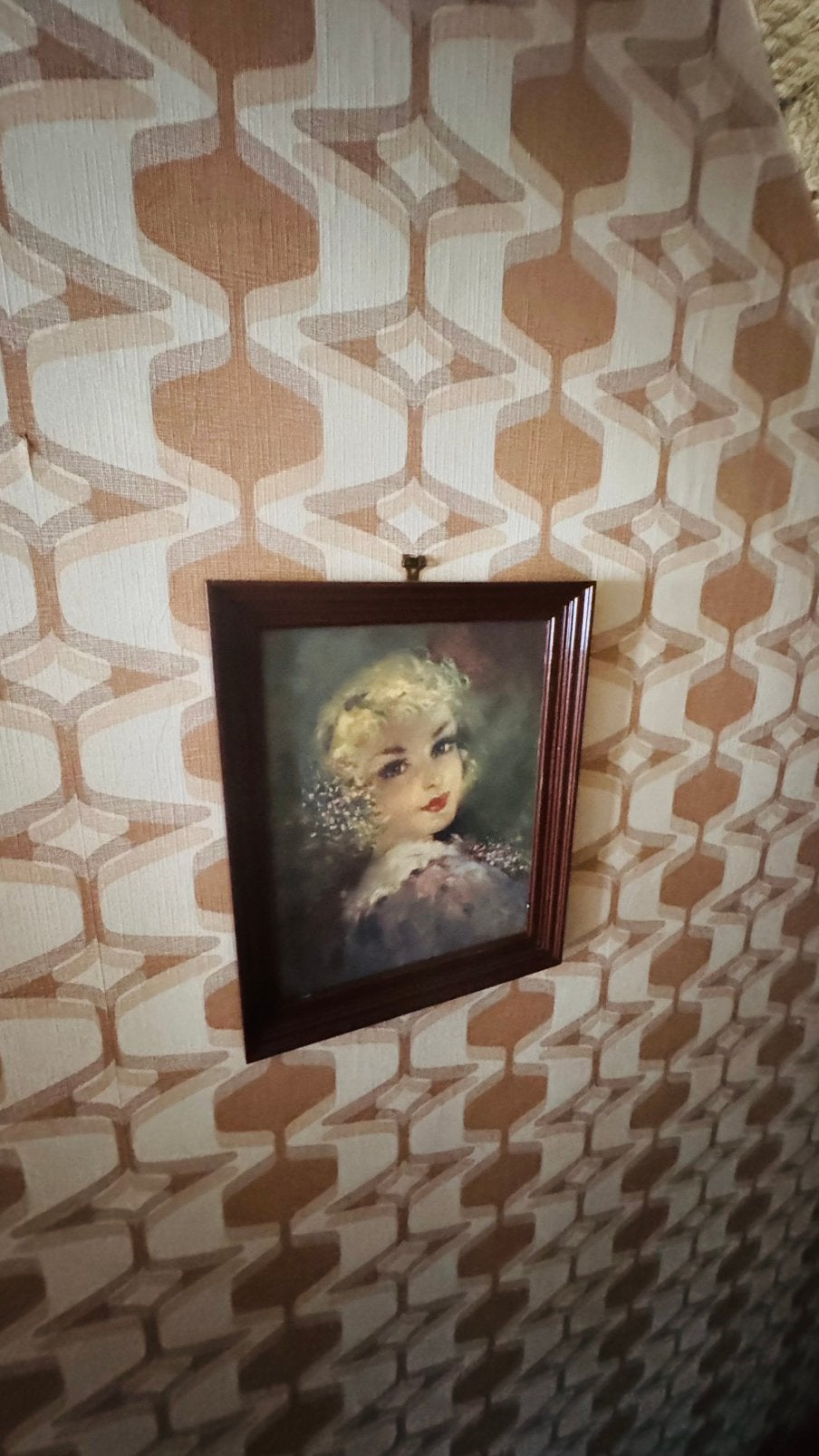 Vintage portretschilderij met houten kader, Enlèvement