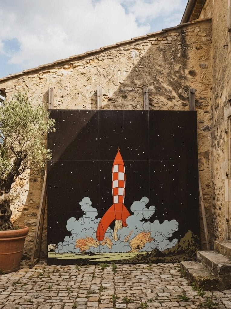 Ancienne Grande plaque émaillée Tintin Objectif sur la Lune, Collections, Enlèvement ou Envoi
