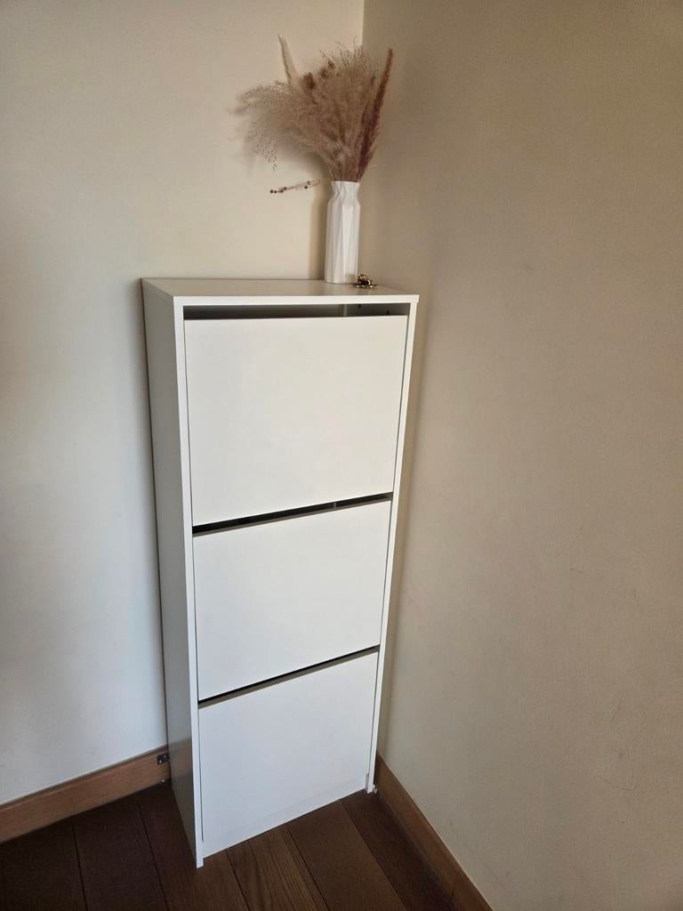 BISSA Schoenenkast 3 vakken, wit, 49x28x135 cm, Ophalen
