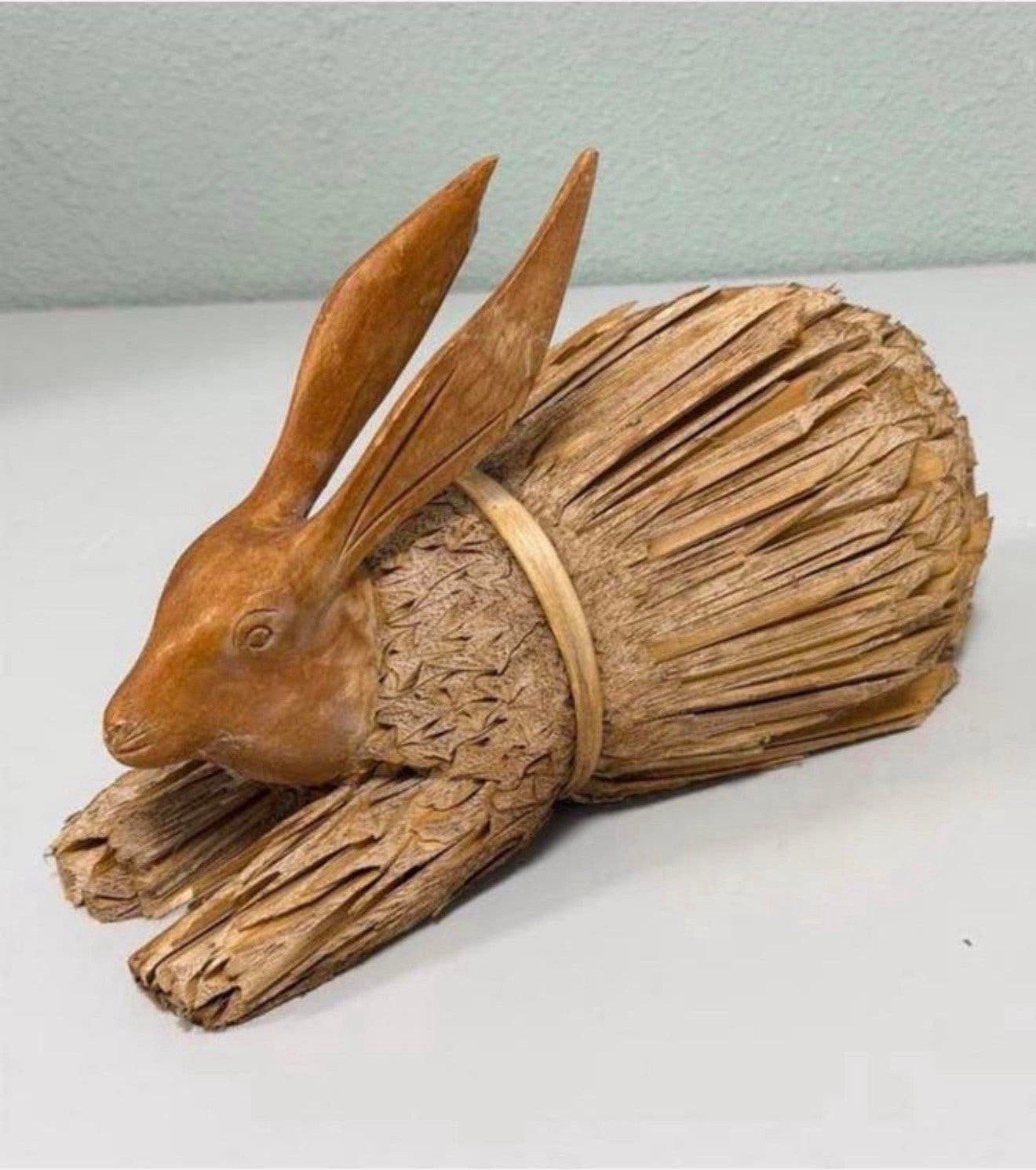Tête lapin en épi de maïs vintage en bois sculpté à la main, Enlèvement ou Envoi, Bois
