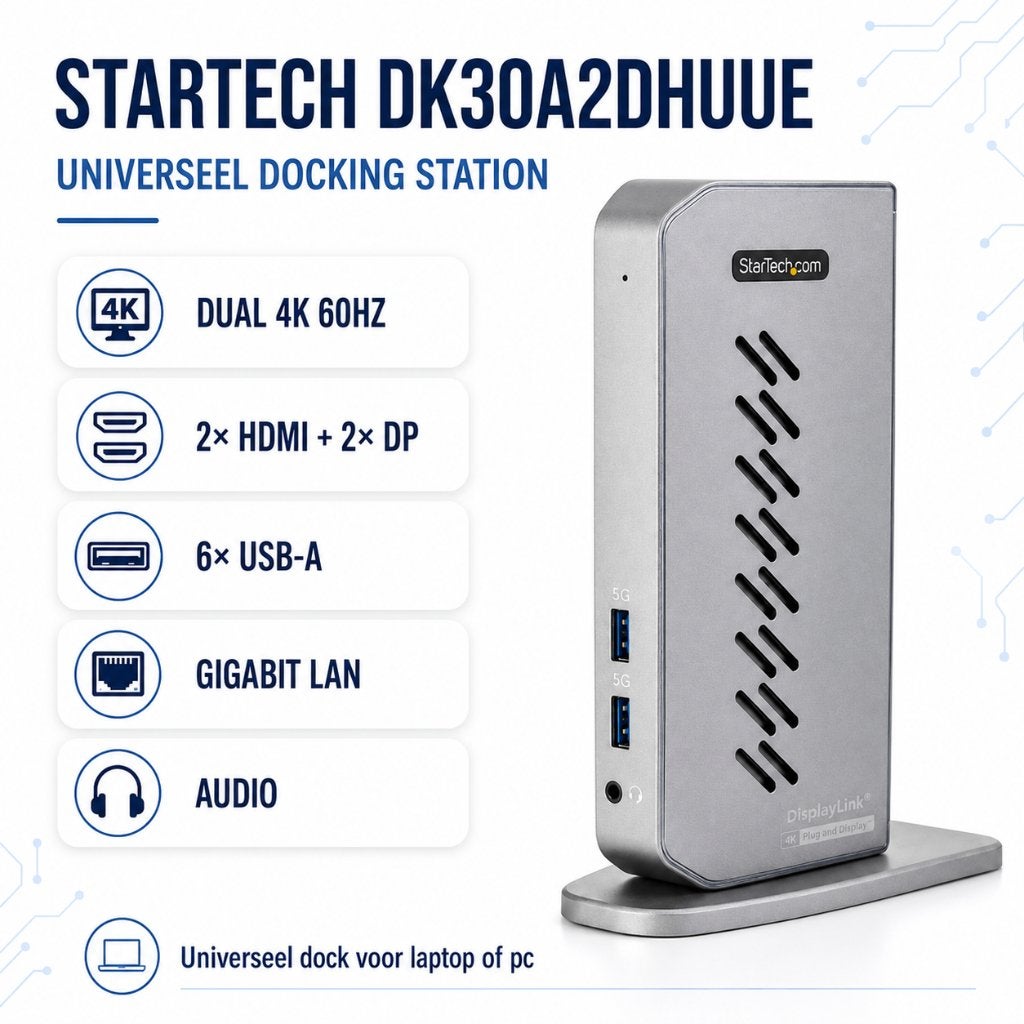 StarTech DK30A2DHUUE Dual 4K | HDMI + DisplayPort | 6x USB, Informatique & Logiciels, Stations d'accueil, Enlèvement ou Envoi