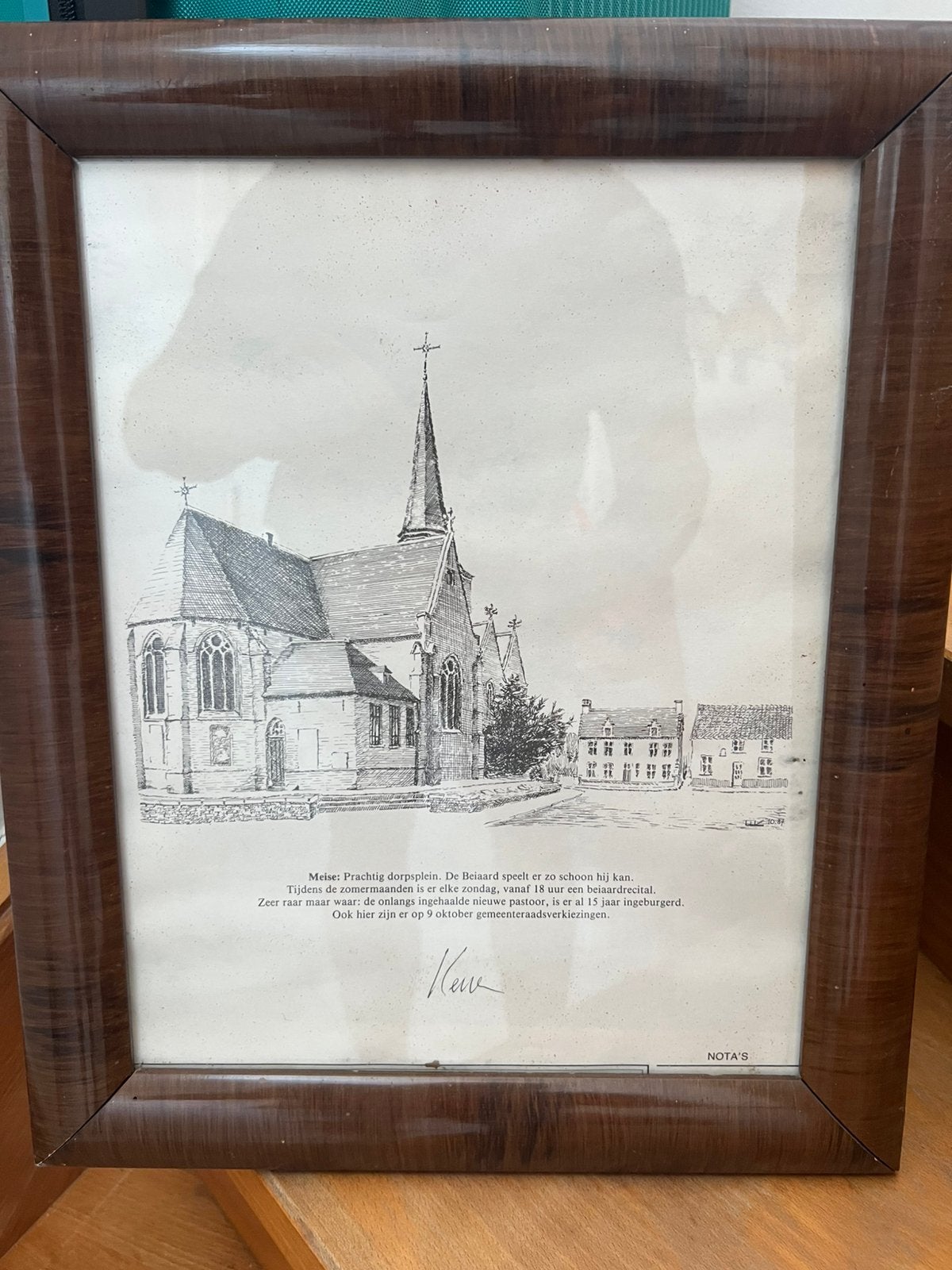 pentekening van het dorpsplein van Meise (Vlaams-Brabant), Ophalen