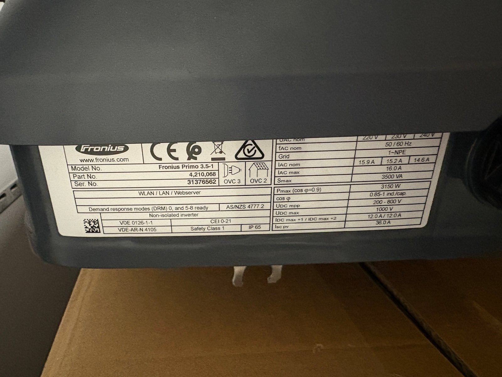 Fronius Primo 3.5.1, Enlèvement, Utilisé