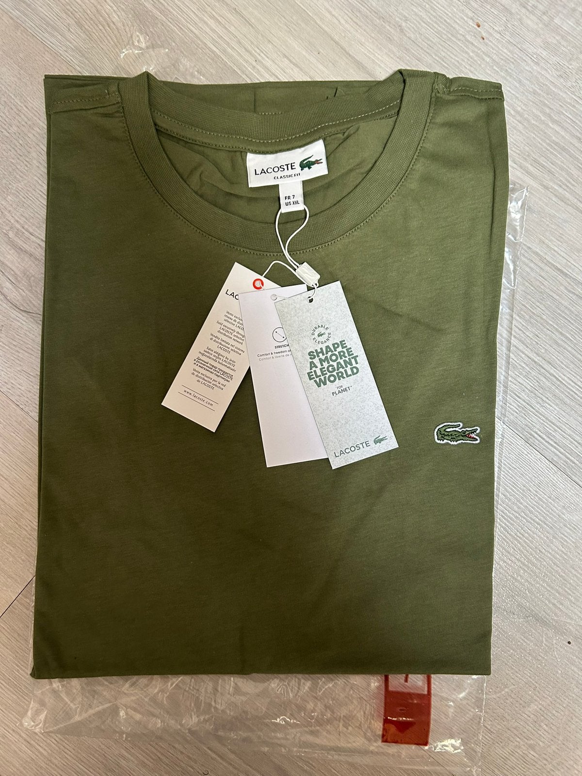 Teeshirt Lacoste vert kaki, Envoi, Neuf