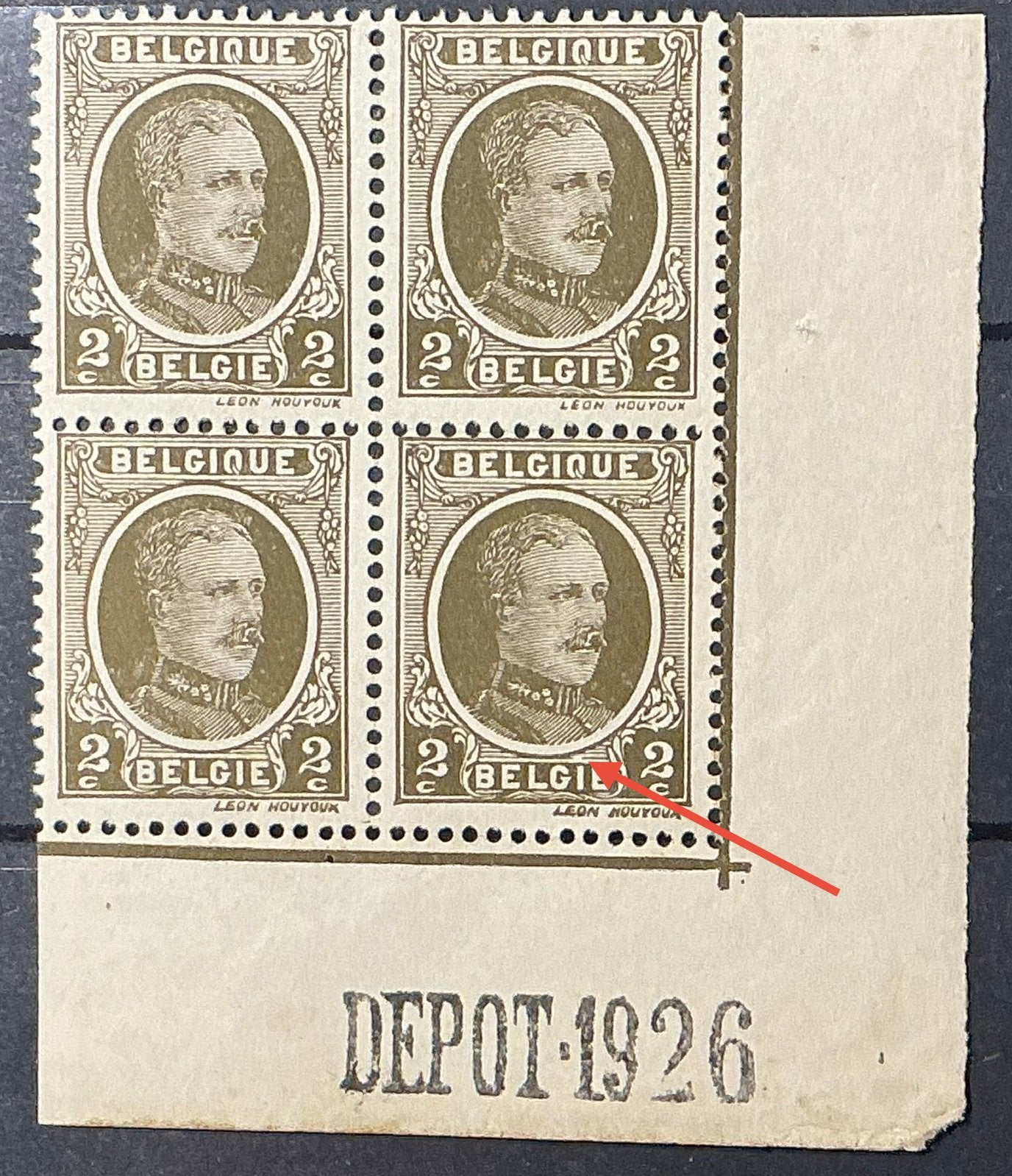 LOT 900. OBP: 191-V4. HOUYOUX. MNH. Blok + DEPOT 1926., Ophalen of Verzenden