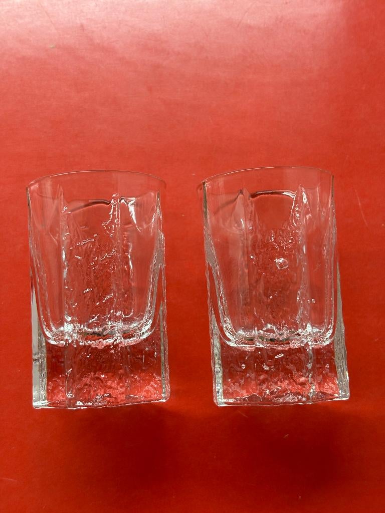 iittala 2 borrelglazen in kristal - serie Kalinka, Antiek en Kunst, Ophalen of Verzenden