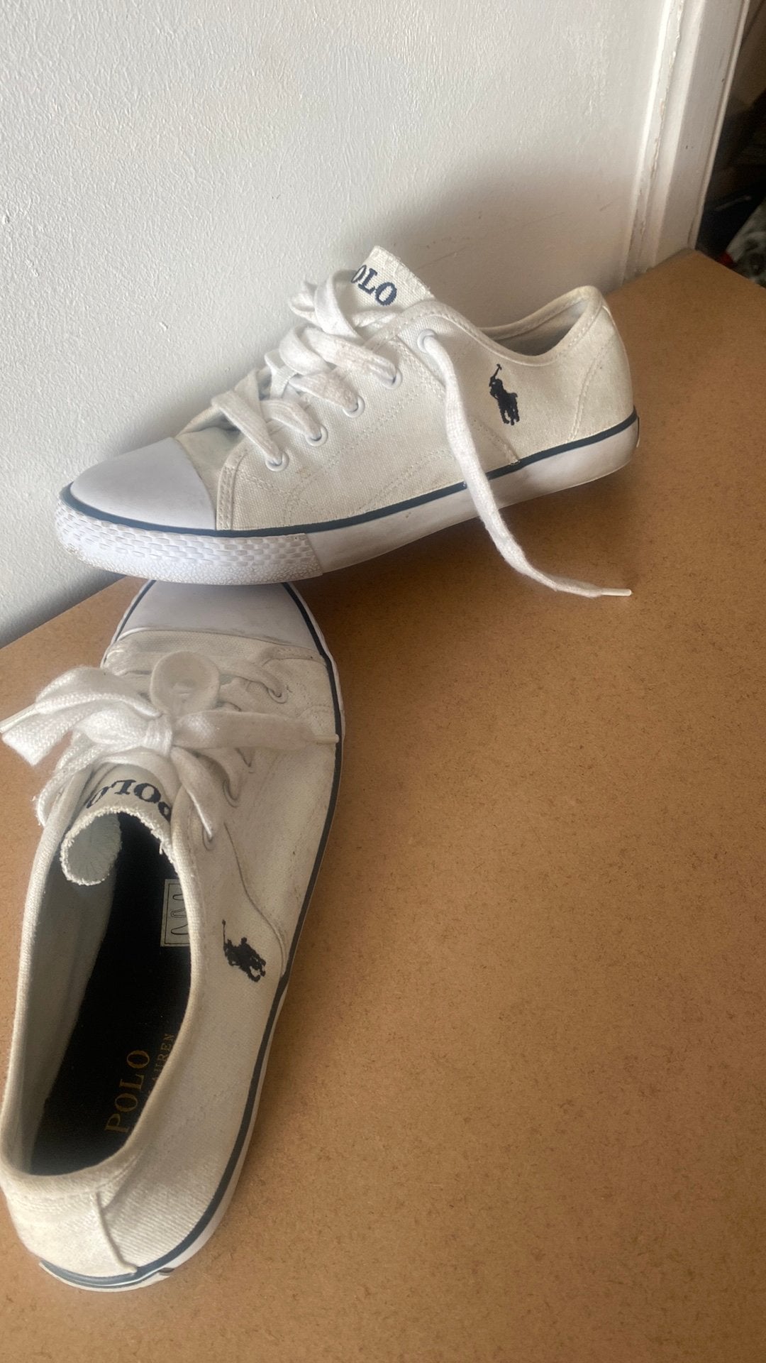 Polo Ralph Lauren witte lage canvas sneakers, niet gedragen, Ophalen of Verzenden, Zo goed als nieuw, Sneakers