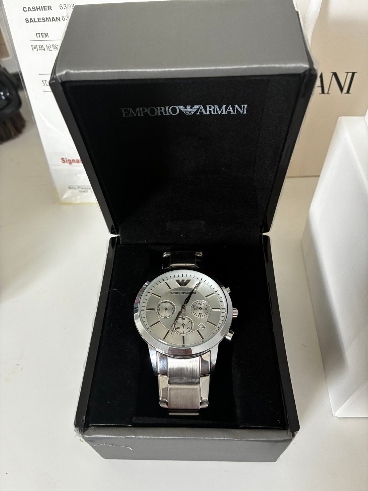 Emporio Armani horloge, Bijoux, Sacs & Beauté, Autres marques, Enlèvement, Argent, Acier