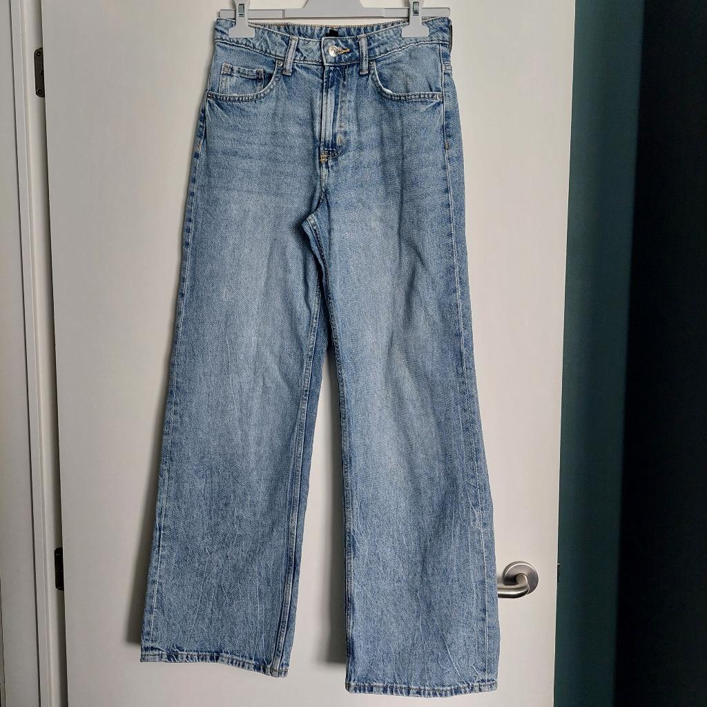 H&M meisjes jeans brede broekspijpen mt 36, Kleding | Dames, H&M, Ophalen of Verzenden, Gedragen, Blauw