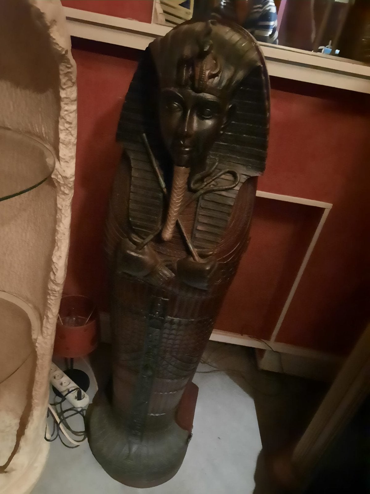 Grote Egyptische farao CD-kast/deco sarcofaag-zwaar beeld, Antiek en Kunst, Ophalen