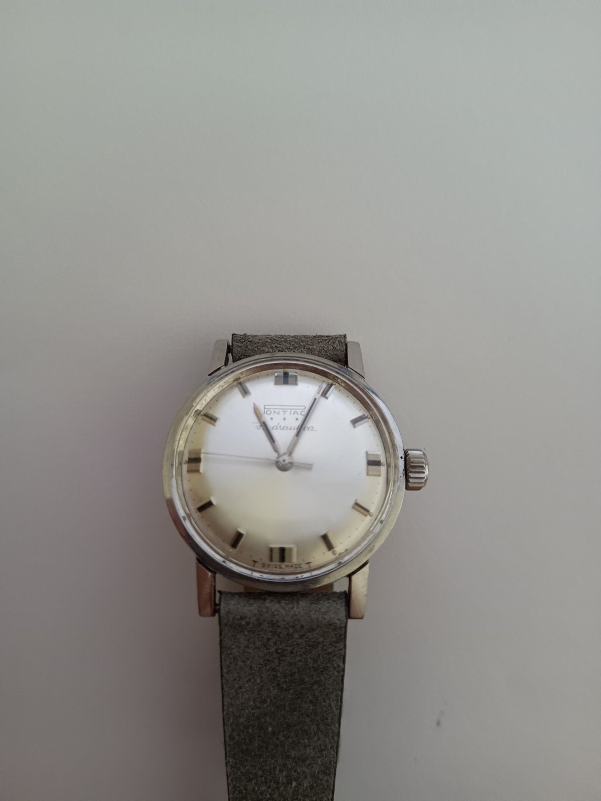 Pontiac hydraulica *** vintage horloge, Ophalen, Zo goed als nieuw, Staal, Polshorloge