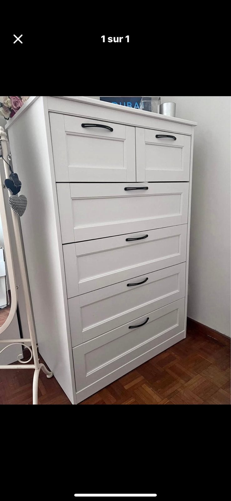 Commode 6 tiroirs, blanc, 82x126 cm, Enlèvement, Comme neuf