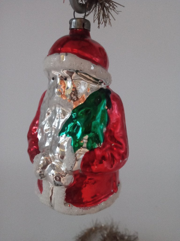 Grote vintage glazen kerstbal - kerstman, Diversen, Ophalen of Verzenden, Gebruikt