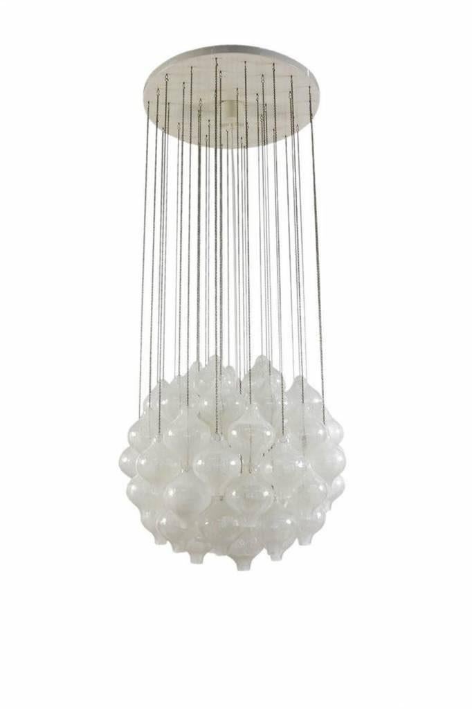 Kalmar Tulipan lamp, glas en metaal, vintage 1960s-1970s, Ophalen of Verzenden, Gebruikt, Glas, Vintage sixties - seventies