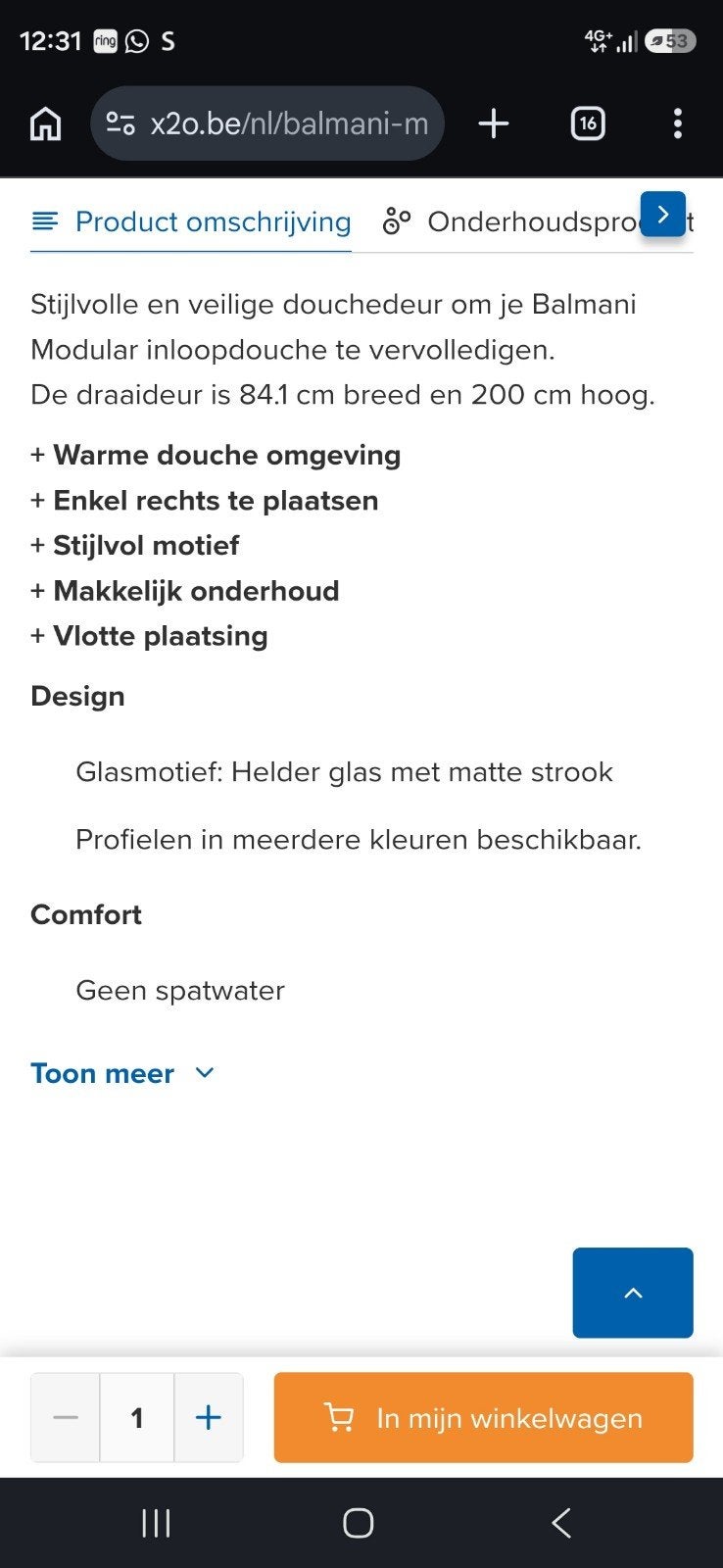Nieuwe gratis glazen douchedeur, Ophalen