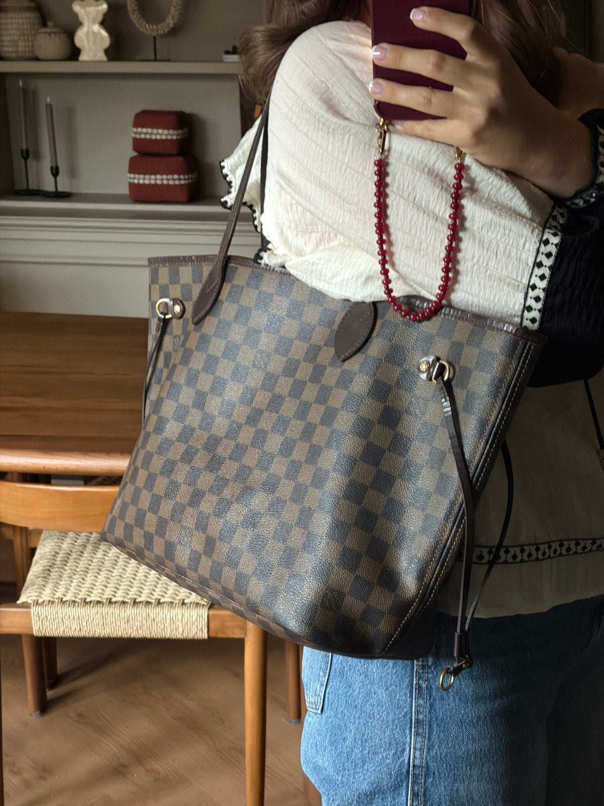 Louis Vuitton Neverfull damier ebene MM, Handtassen en Accessoires, Tassen | Damestassen, Ophalen of Verzenden, Zo goed als nieuw