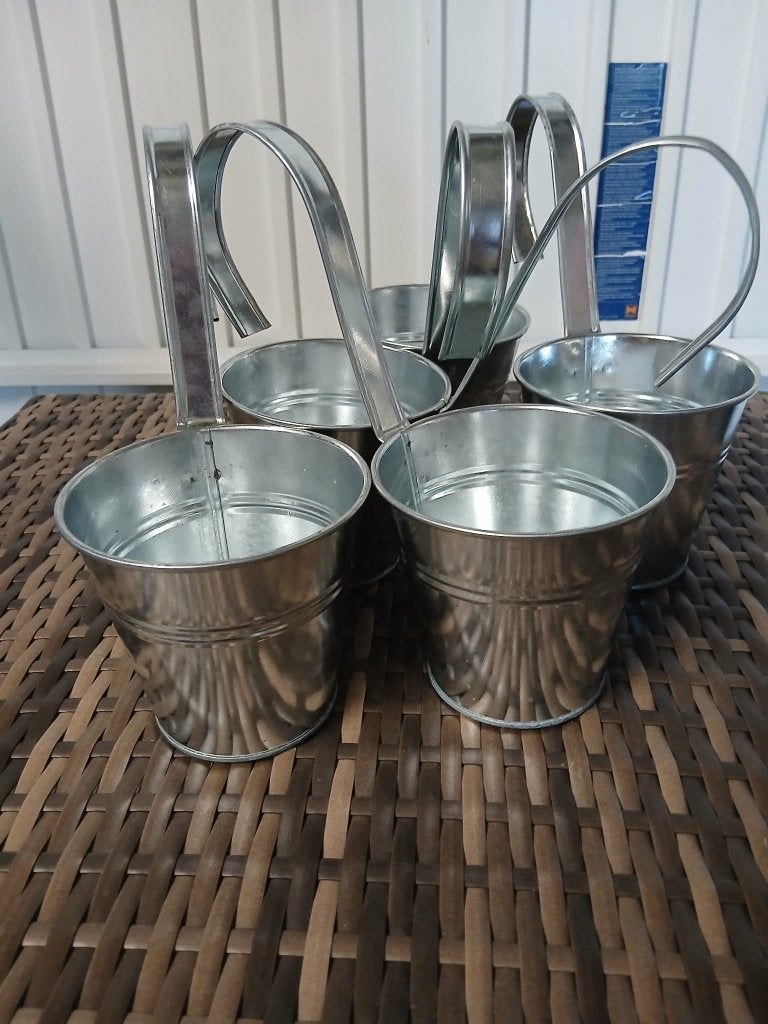 5 petits pots suspendus gris (11 x 10), Rond, Comme neuf, Enlèvement, Intérieur