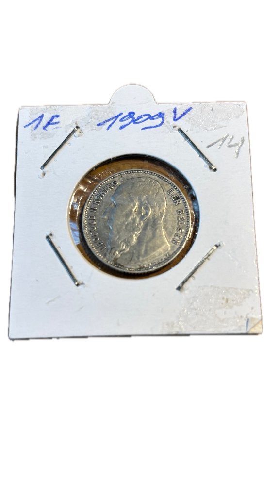 LEOPOLD II: Zilver 1 FRANC 1909V (2), Ophalen of Verzenden, Zilver, Zilver
