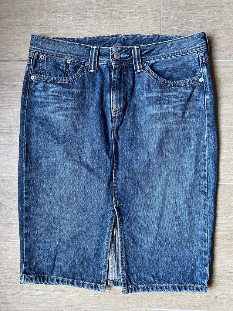 Levi’s jupe taille L jeans bleu droite 100 % coton TB état, Taille 42/44 (L), Bleu, Levi's, Envoi