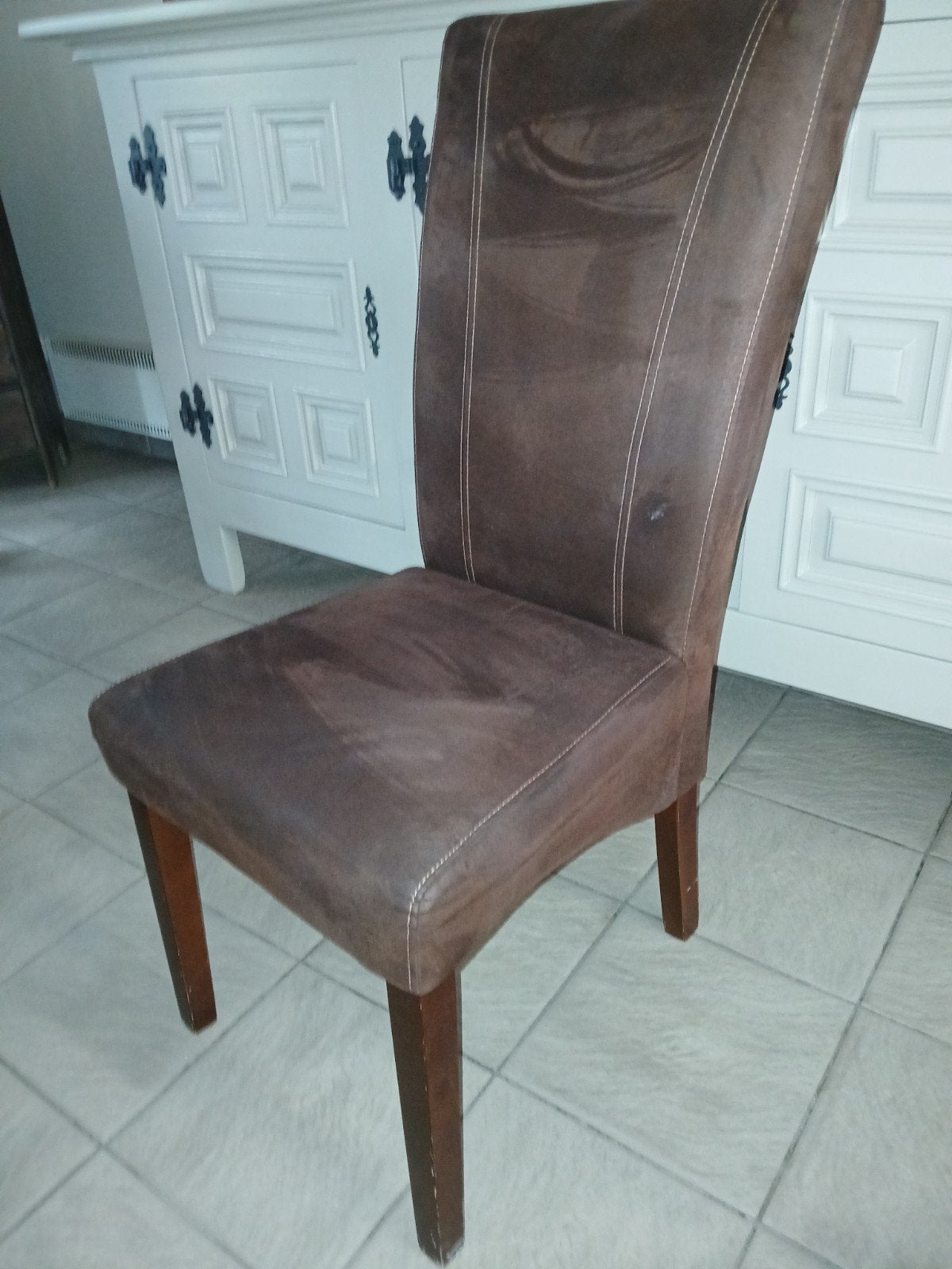 6 eetkamerstoelen, Huis en Inrichting, Ophalen, Gebruikt, Bruin, Hout