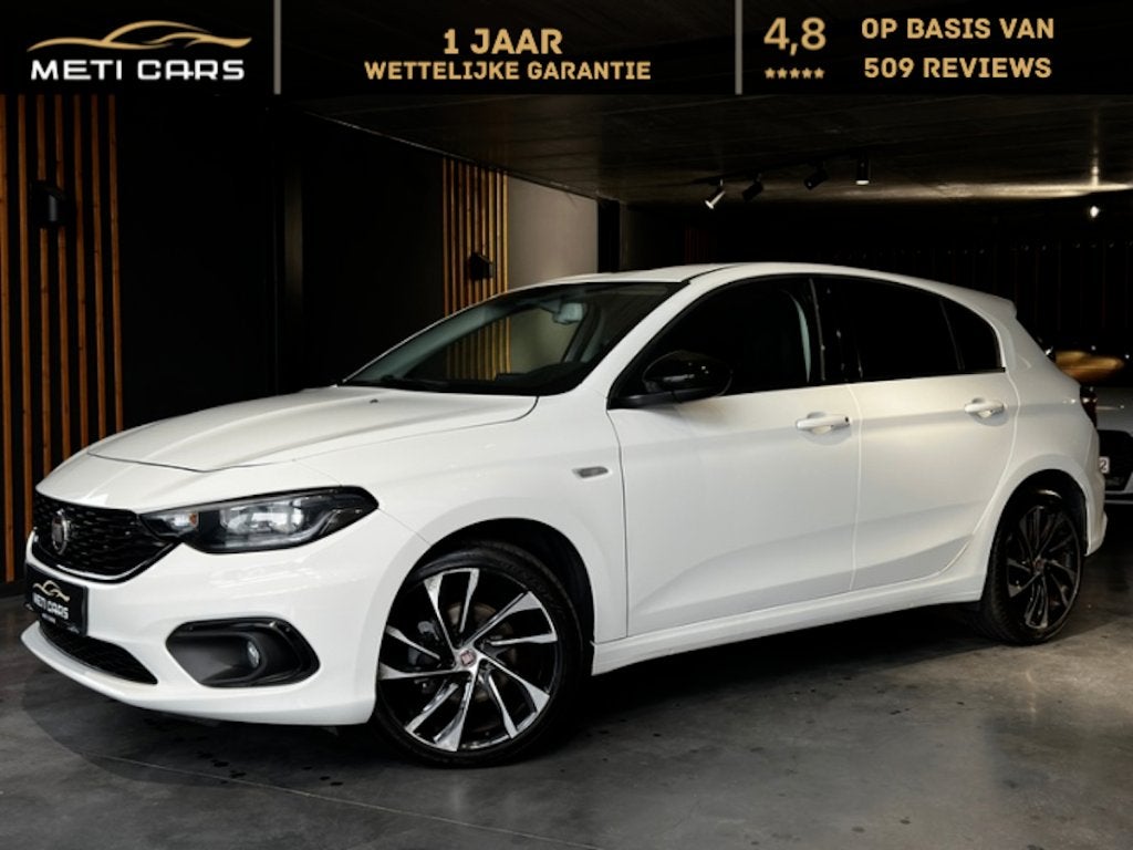 Fiat Tipo 1.4 Turbo | ACC | Carplay | Sensoren | ..., Voorwielaandrijving, 4 cilinders, Leder en Stof, Wit