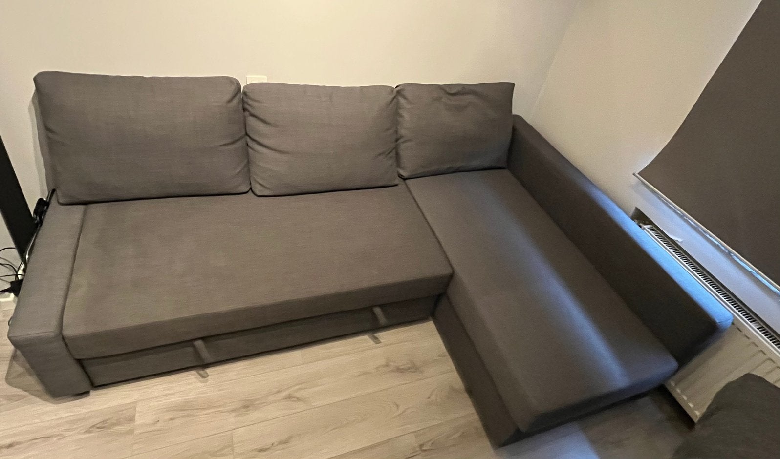 Canapé convertible angle+rangement, Skiftebo gris foncé, Maison & Meubles, Enlèvement, Utilisé, Gris
