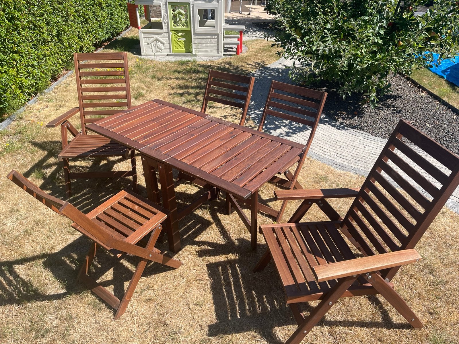 Tuintafel met 5 stoelen, Tuin en Terras, Ophalen, 5 zitplaatsen, Gebruikt, Tuinset