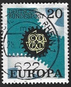 1 Postzegel Raderwerk Duitsland 1967 Europa, Ophalen of Verzenden, BRD, Gestempeld