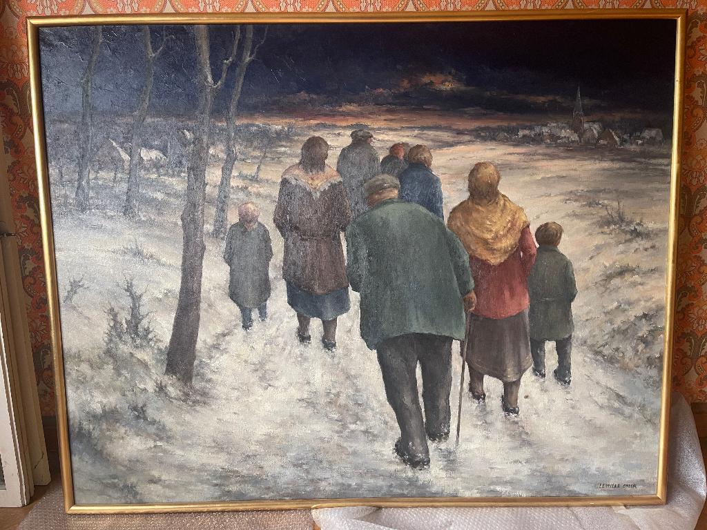 Olieverfschilderij op linnen doek, Ophalen