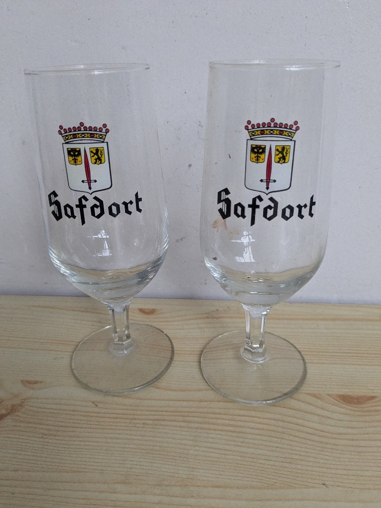 Safdort (Dendria) bierglazen 2 stuks, Enlèvement ou Envoi, Comme neuf, Verre à bière