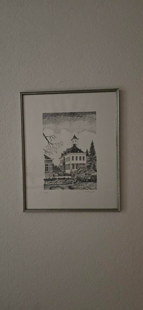 pentekening hendrik nachtegaele, Antiek en Kunst, Kunst | Etsen en Gravures, Ophalen