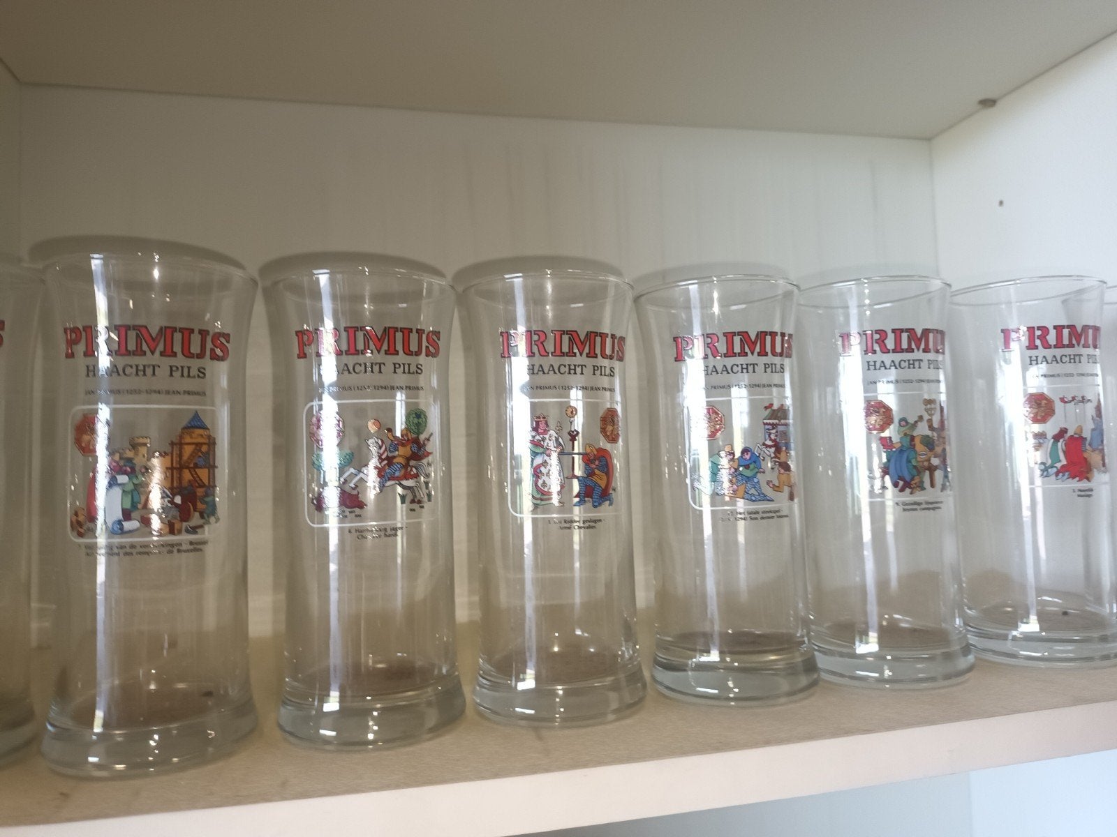 set van 8 vintage Primus Haacht Pils bierglazen (25 cl)., Verzamelen, Ophalen of Verzenden