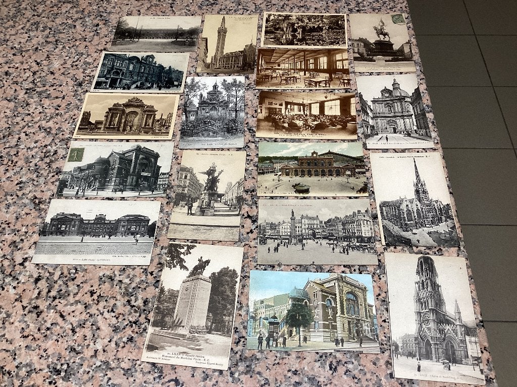 Lot 19 cartes postales anciennes LILLE, Enlèvement ou Envoi, 1920 à 1940, Affranchie, France