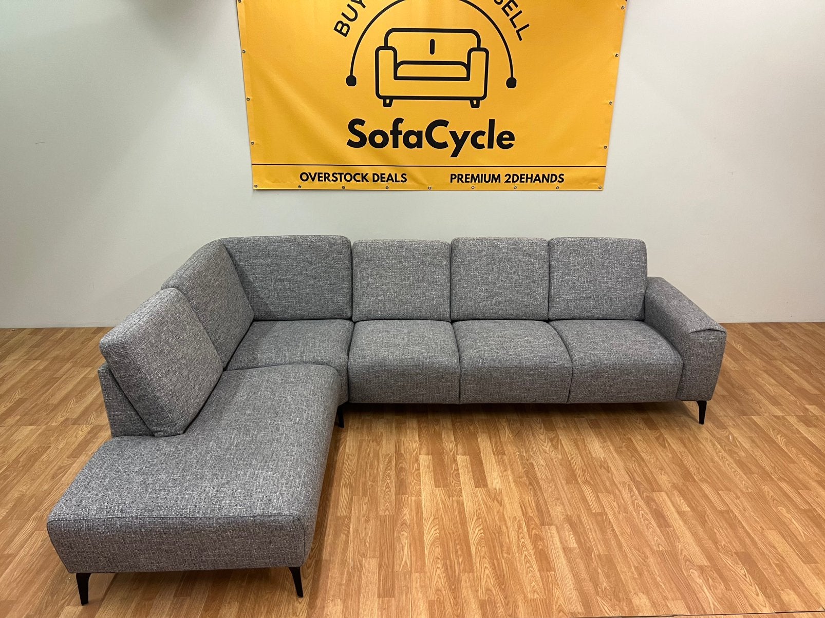 DIRECT LEVERBARE Montel Grijze Hoekzetel - SofaCycle, Ophalen of Verzenden, Zo goed als nieuw, SofaCycle, Info@sofacycle.be