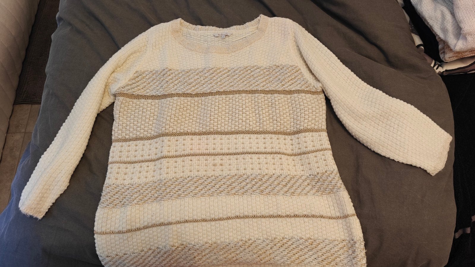 Winter trui wit met goude accenten, Ophalen, Wit, Maat 46/48 (XL) of groter, Nieuw